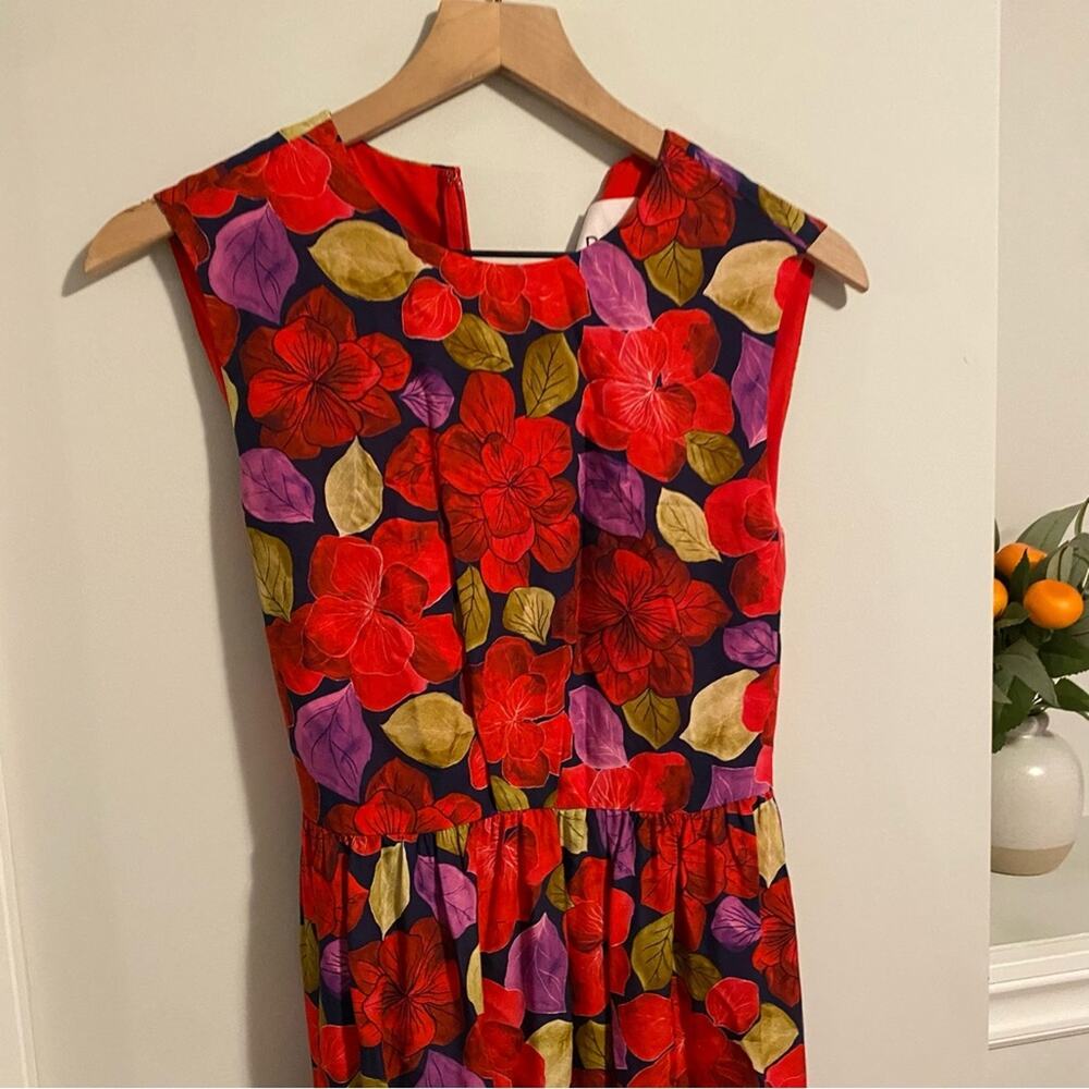Tuckernuck DYVNA Red Green Floral Silk Maxi Dress XS - Picture 6 of 9